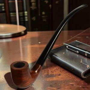 Long Churchwarden Tobacco Pipe, Pear Wood, 26cm Length, 9mm Filter Compatible