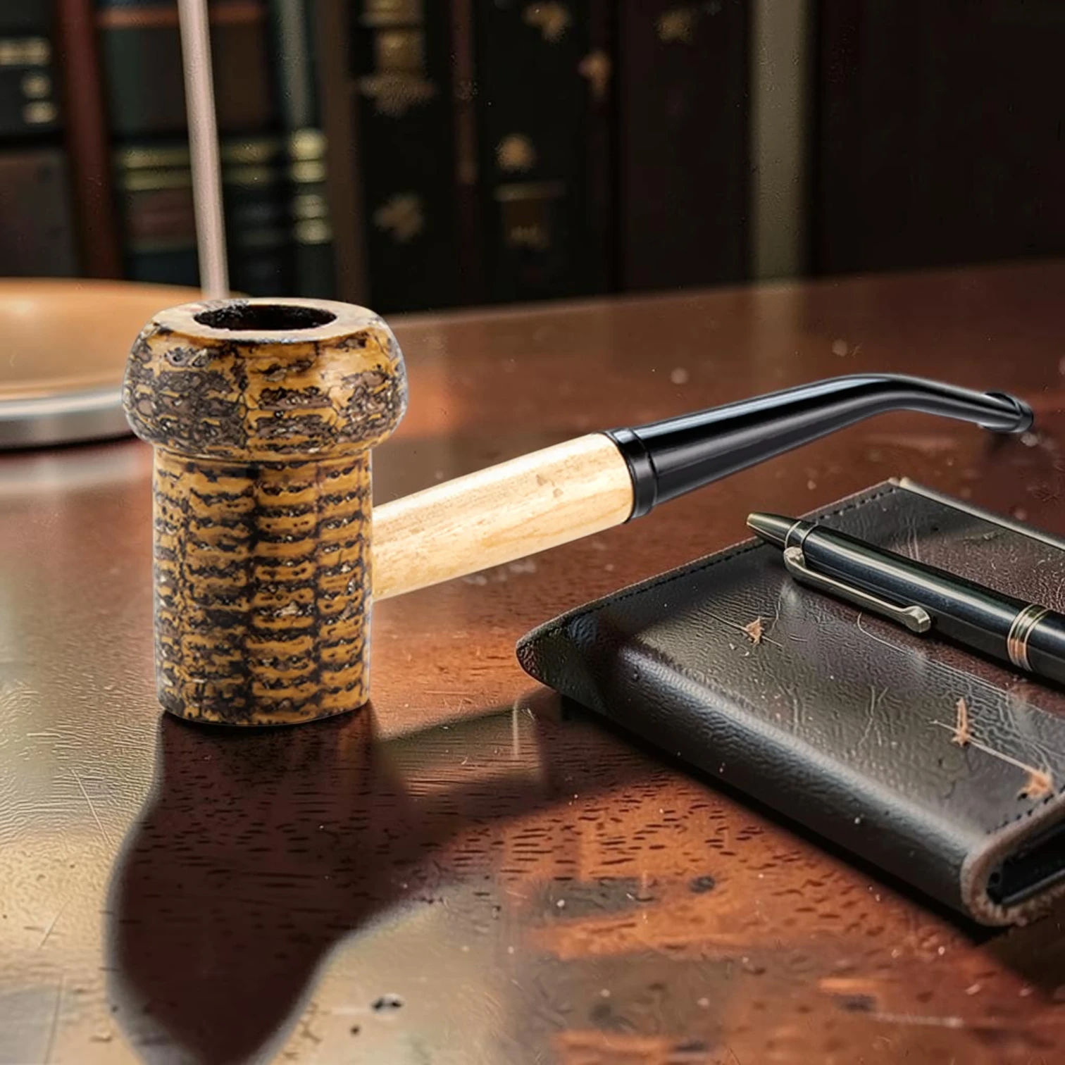 Patriot Corn Cob Pipe Natural Cob Bowl with Amber-Colored Stem