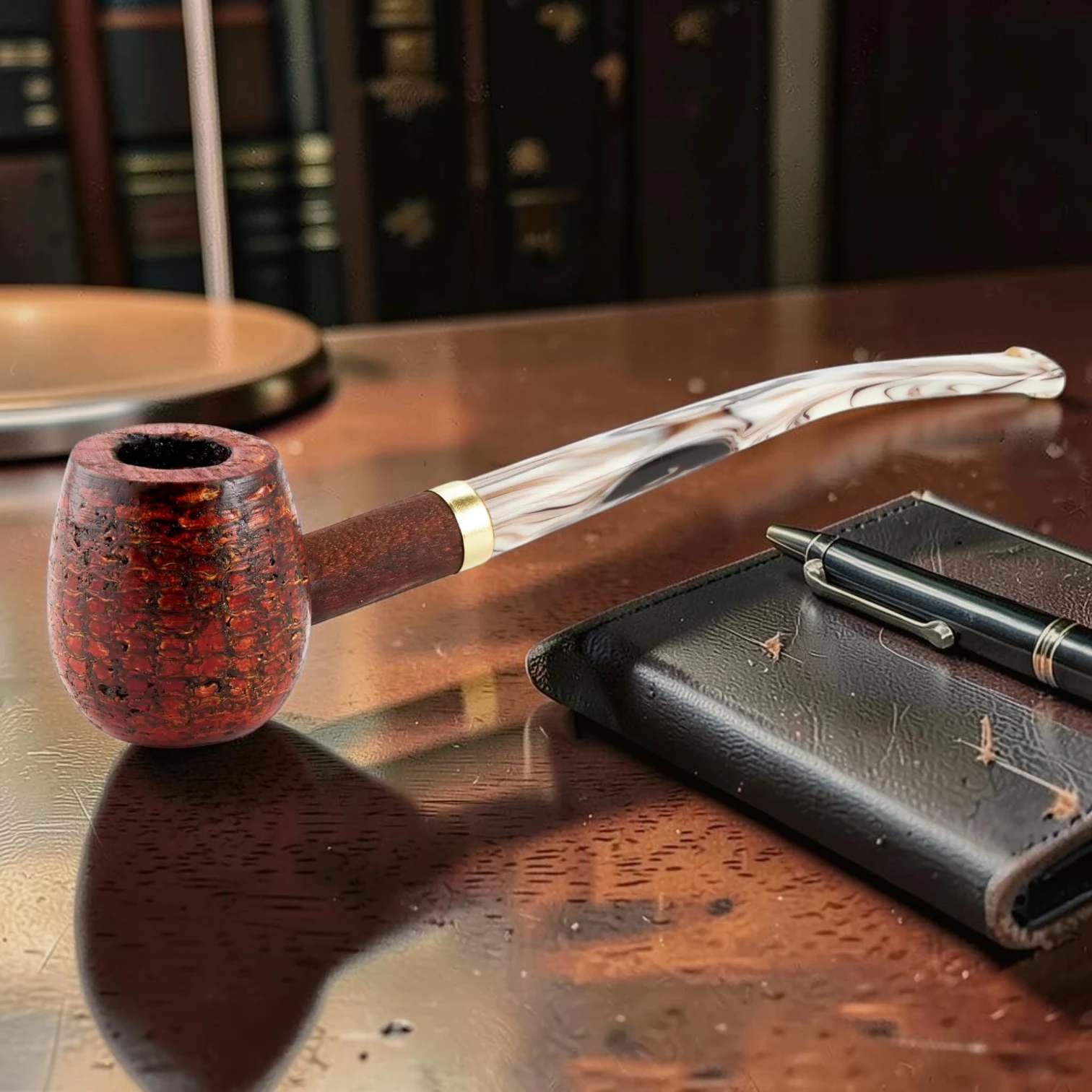 Horn Sitting Shire Tobacco Pipe Natural Horn Material .75 in Chamber