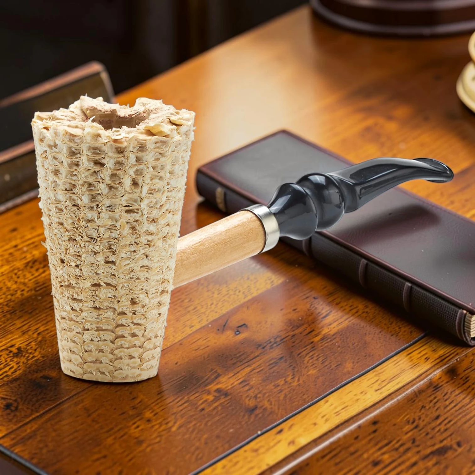 Freehand Natural Corn Cob Pipe textured Finish 32.5 mm Chamber Depth
